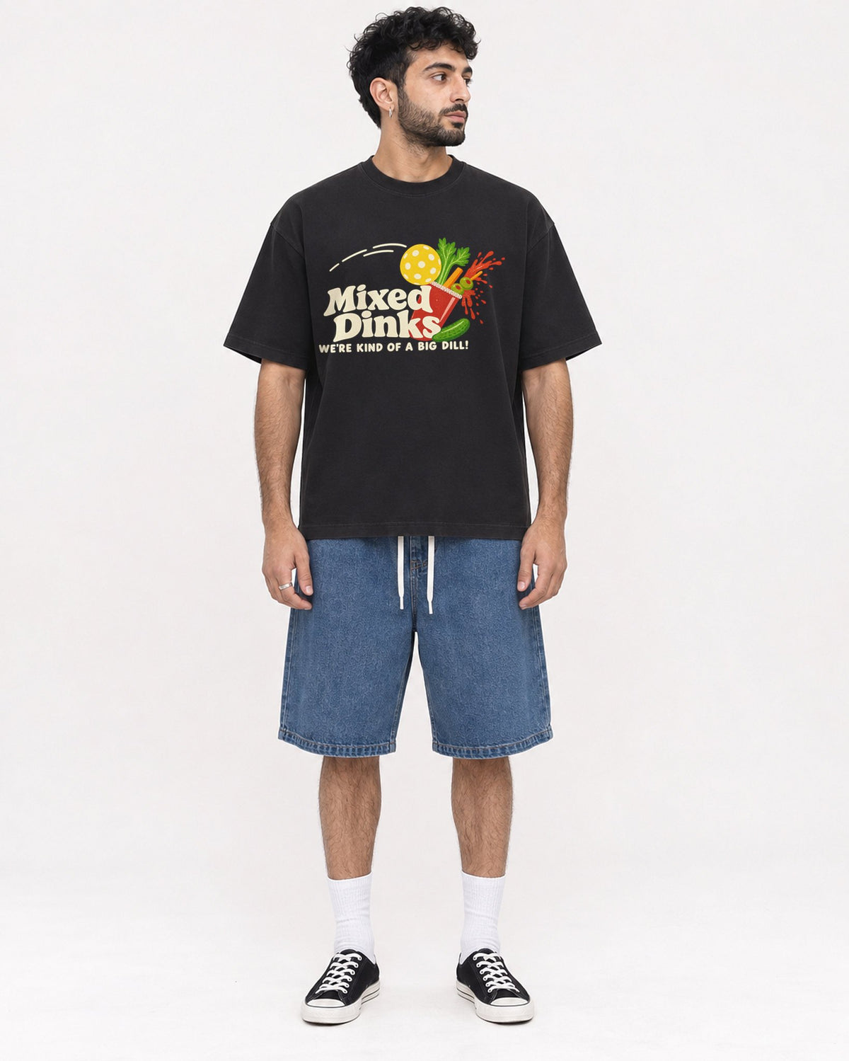 Mockup Boxy Heavyweight Tee Black male full-body 07