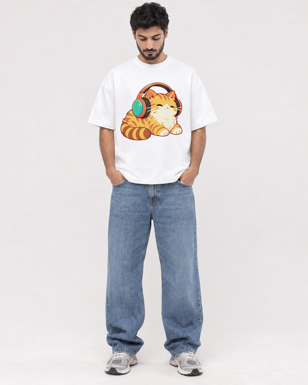 Mockup Boxy Heavyweight Tee White male full-body 07