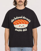 Mockup Boxy Heavyweight Tee Black male close-up 49