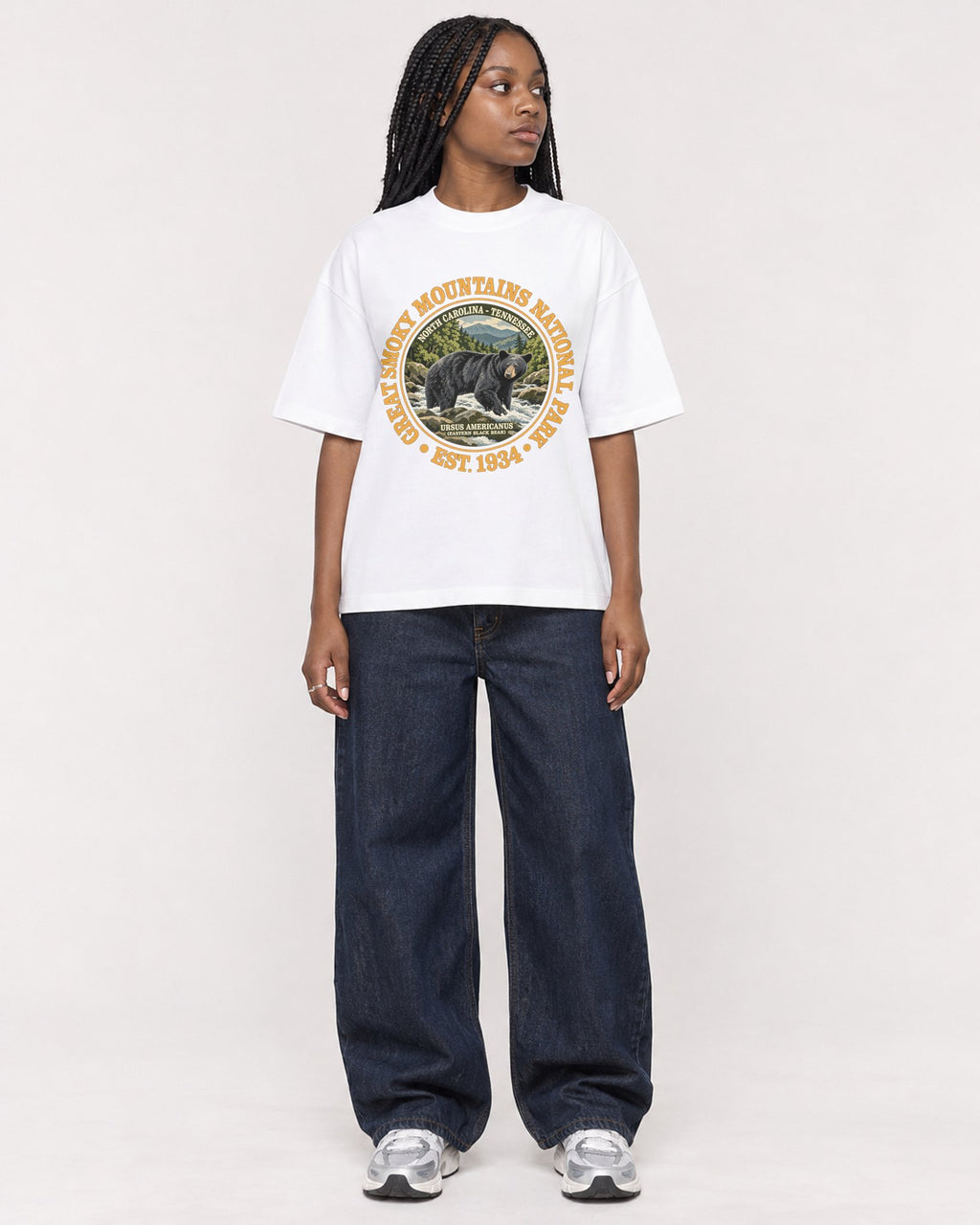 Mockup Boxy Heavyweight Tee White female full-body 04