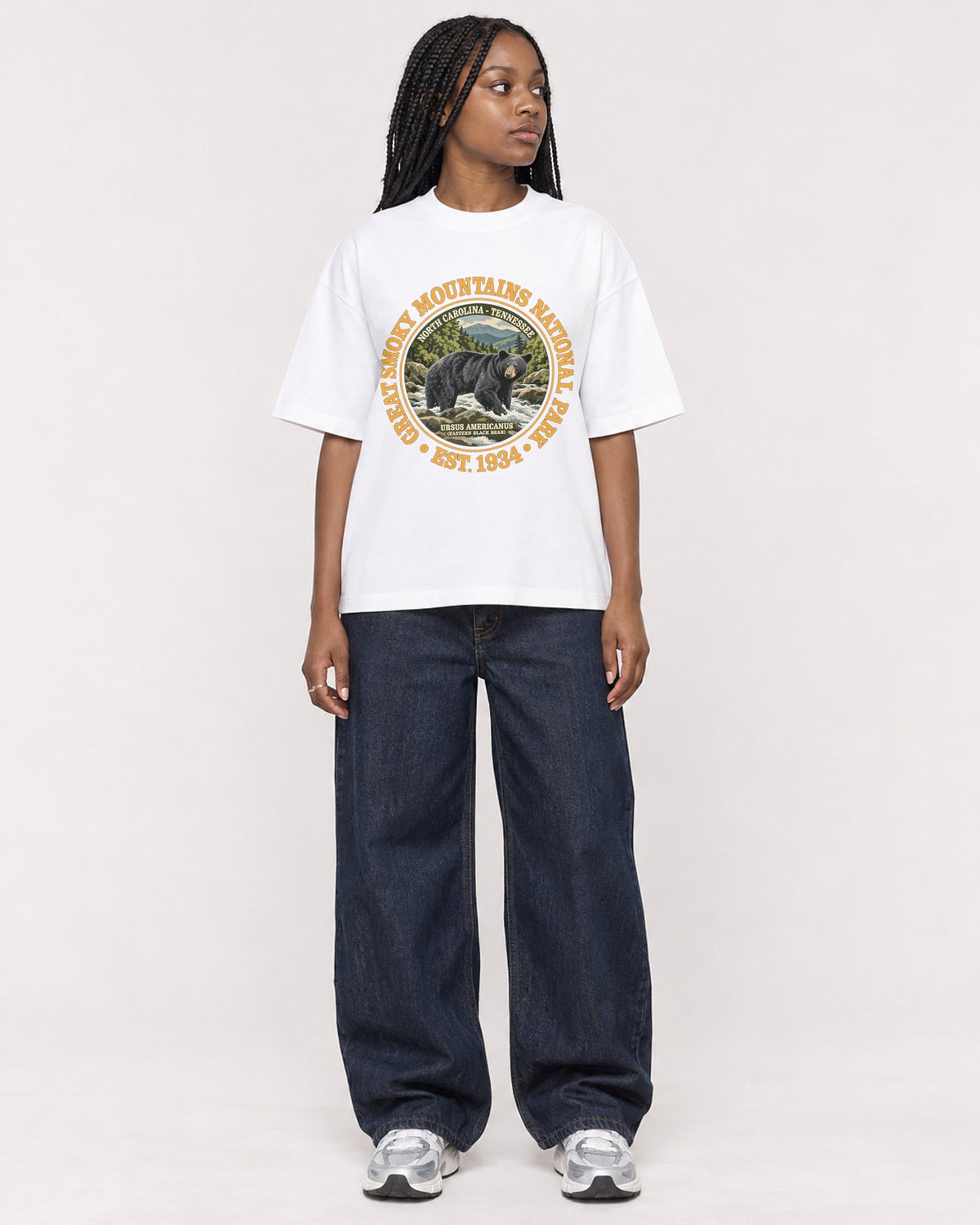 Mockup Boxy Heavyweight Tee White female full-body 04