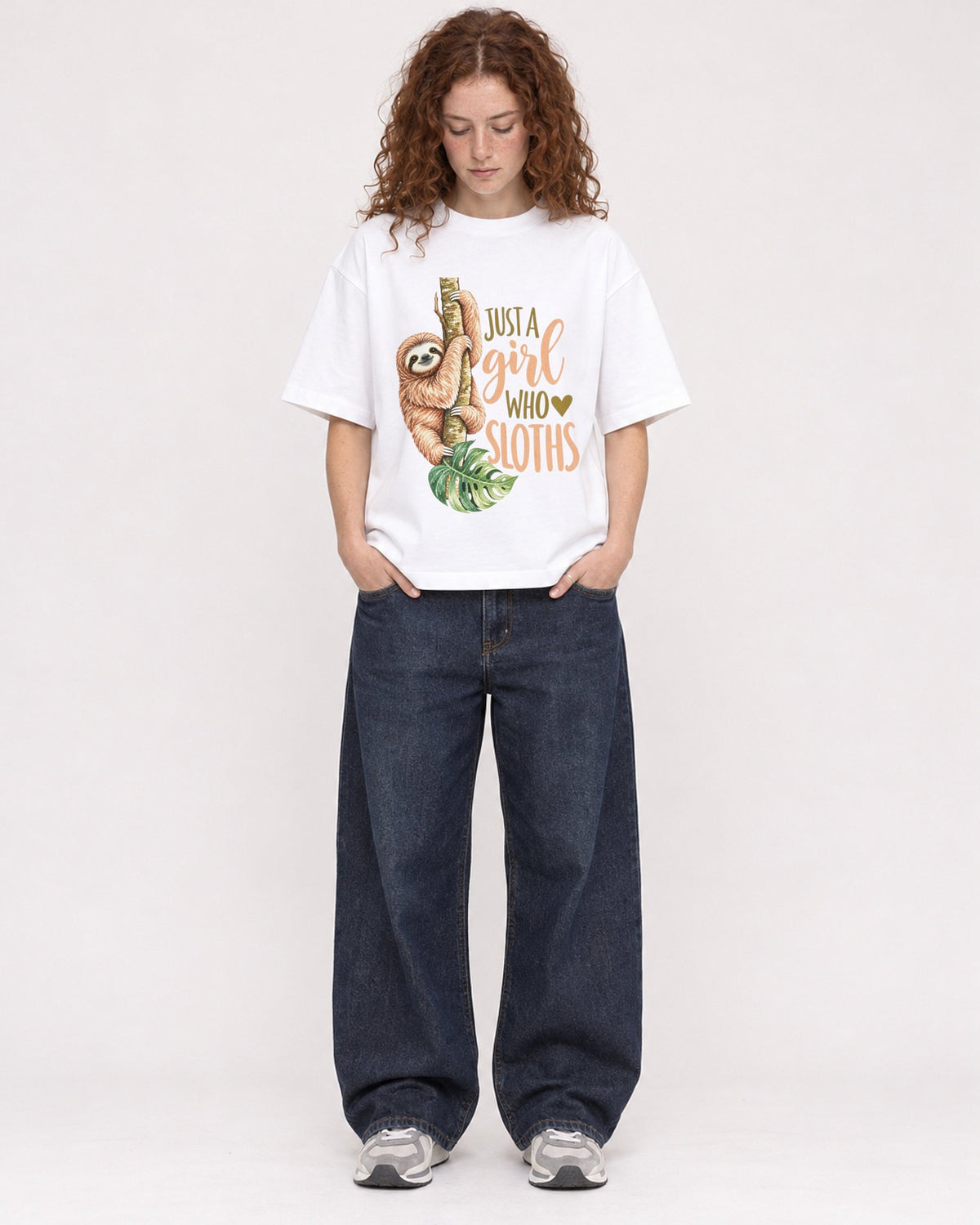 Mockup Boxy Heavyweight Tee White female full-body 09