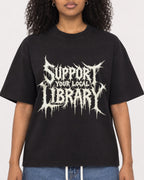Mockup Boxy Heavyweight Tee Black female close-up 05