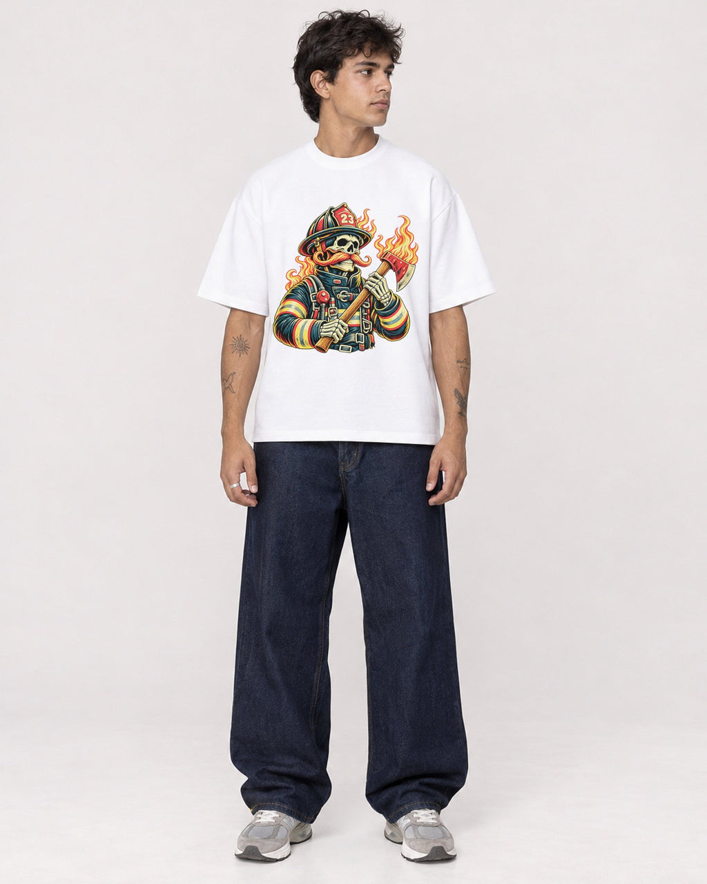 Mockup Boxy Heavyweight Tee White male full-body 06