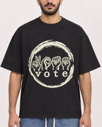 Mockup Boxy Heavyweight Tee Black male close-up 07
