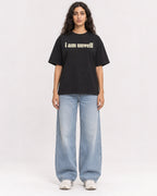 Mockup Boxy Heavyweight Tee Black female full-body 07
