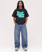 Mockup Boxy Heavyweight Tee Black female full-body 04