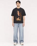 Mockup Boxy Heavyweight Tee Black male full-body 13