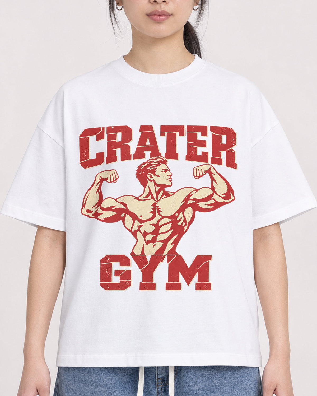 Mockup Boxy Heavyweight Tee White female close-up 21