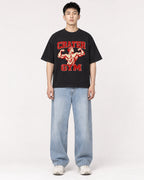 Mockup Boxy Heavyweight Tee Black male full-body 21