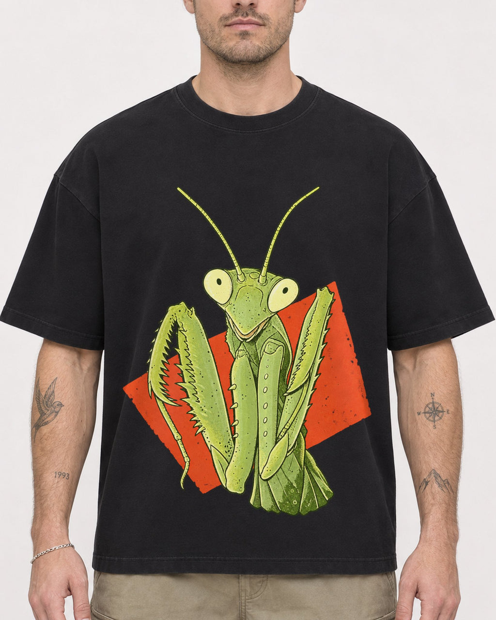Mockup Boxy Heavyweight Tee Black male close-up 48