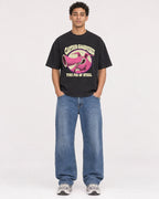 Mockup Boxy Heavyweight Tee Black male full-body 10