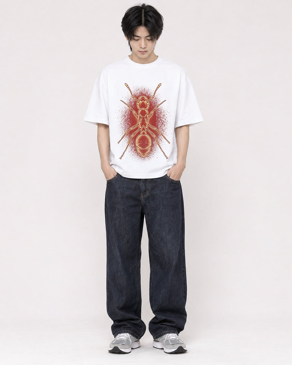 Mockup Boxy Heavyweight Tee White male full-body 11
