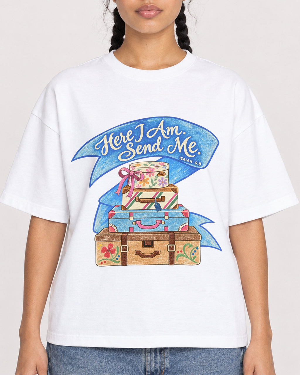 Mockup Boxy Heavyweight Tee White female close-up 50