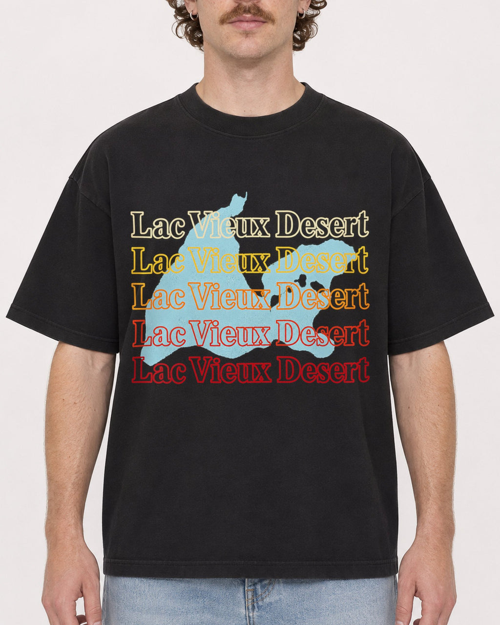 Mockup Boxy Heavyweight Tee Black male close-up 09