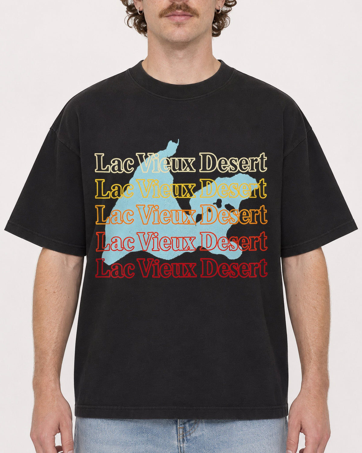 Mockup Boxy Heavyweight Tee Black male close-up 09