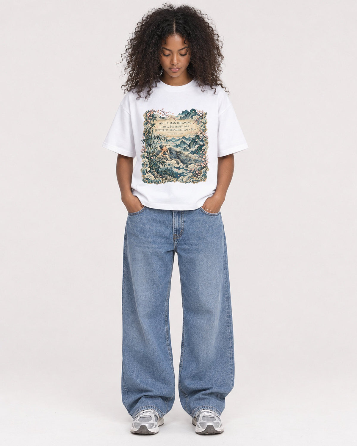 Mockup Boxy Heavyweight Tee White female full-body 05
