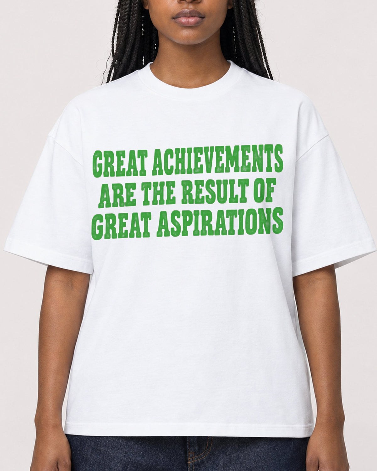 Mockup Boxy Heavyweight Tee White female close-up 04
