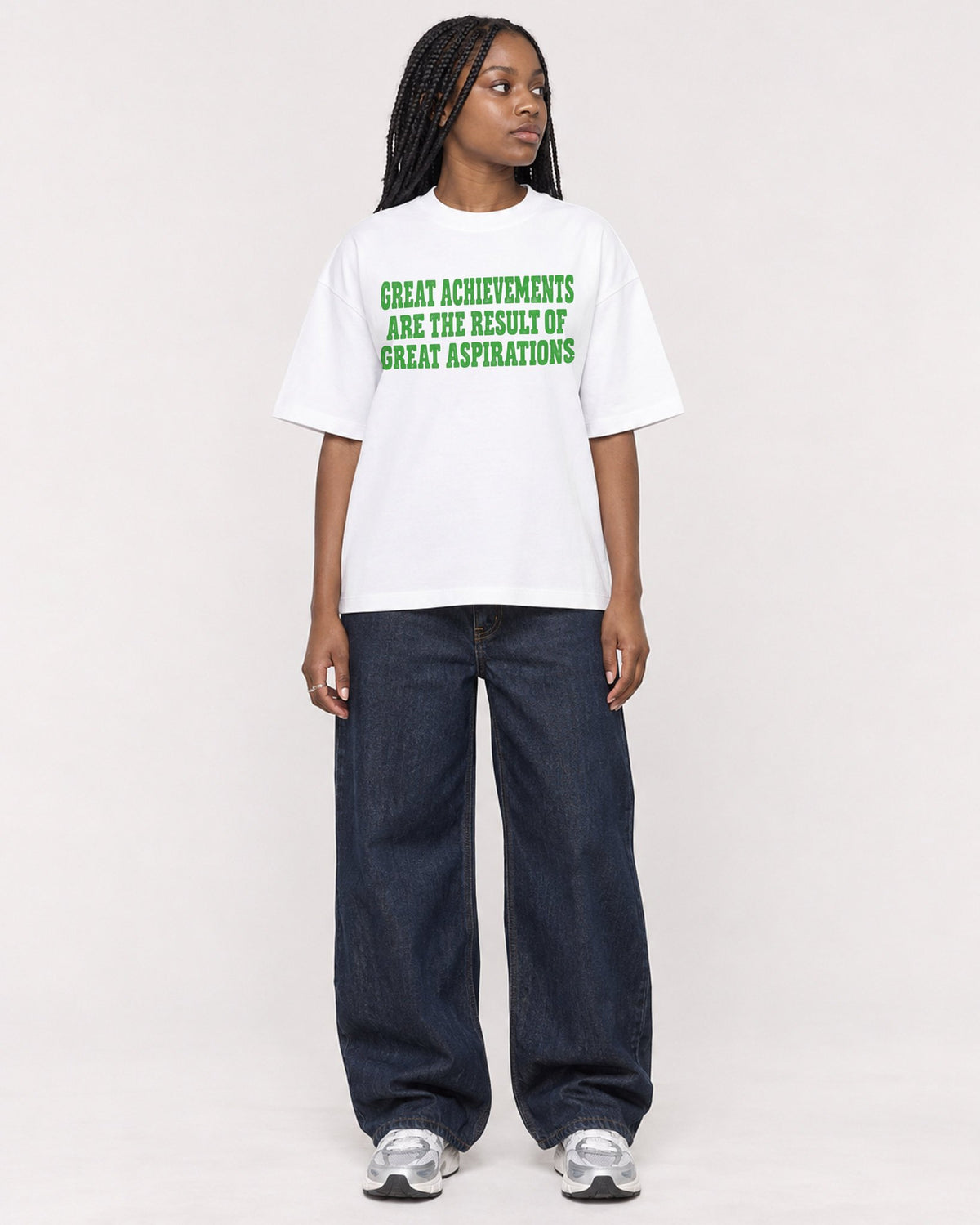 Mockup Boxy Heavyweight Tee White female full-body 04