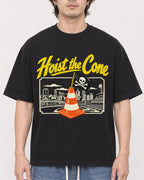 Mockup Boxy Heavyweight Tee Black male close-up 03