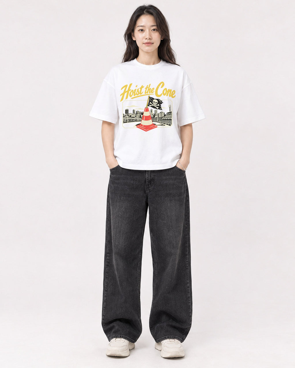 Mockup Boxy Heavyweight Tee White female full-body 03