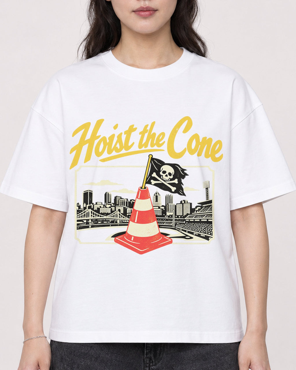 Mockup Boxy Heavyweight Tee White female close-up 03