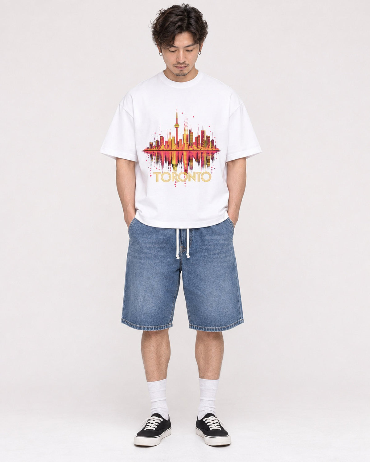 Mockup Boxy Heavyweight Tee White male full-body 03