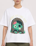 Mockup Boxy Heavyweight Tee White female close-up 12