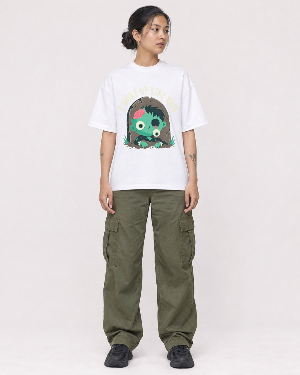 Mockup Boxy Heavyweight Tee White female full-body 12