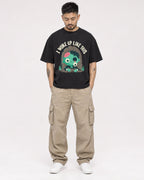 Mockup Boxy Heavyweight Tee Black male full-body 12