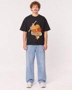 Mockup Boxy Heavyweight Tee Black male full-body 09