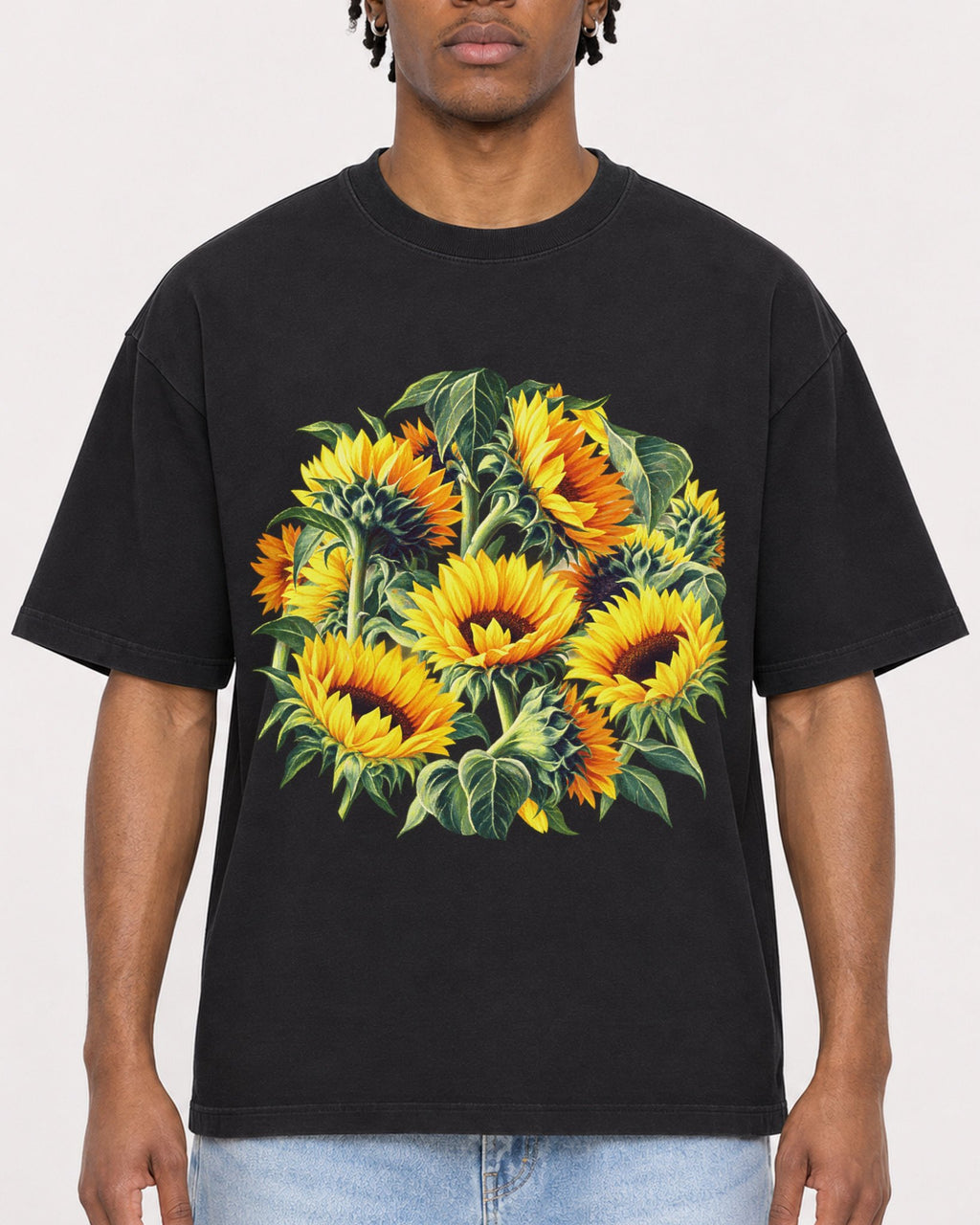 Mockup Boxy Heavyweight Tee Black male close-up 05