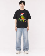 Mockup Boxy Heavyweight Tee Black male full-body 01