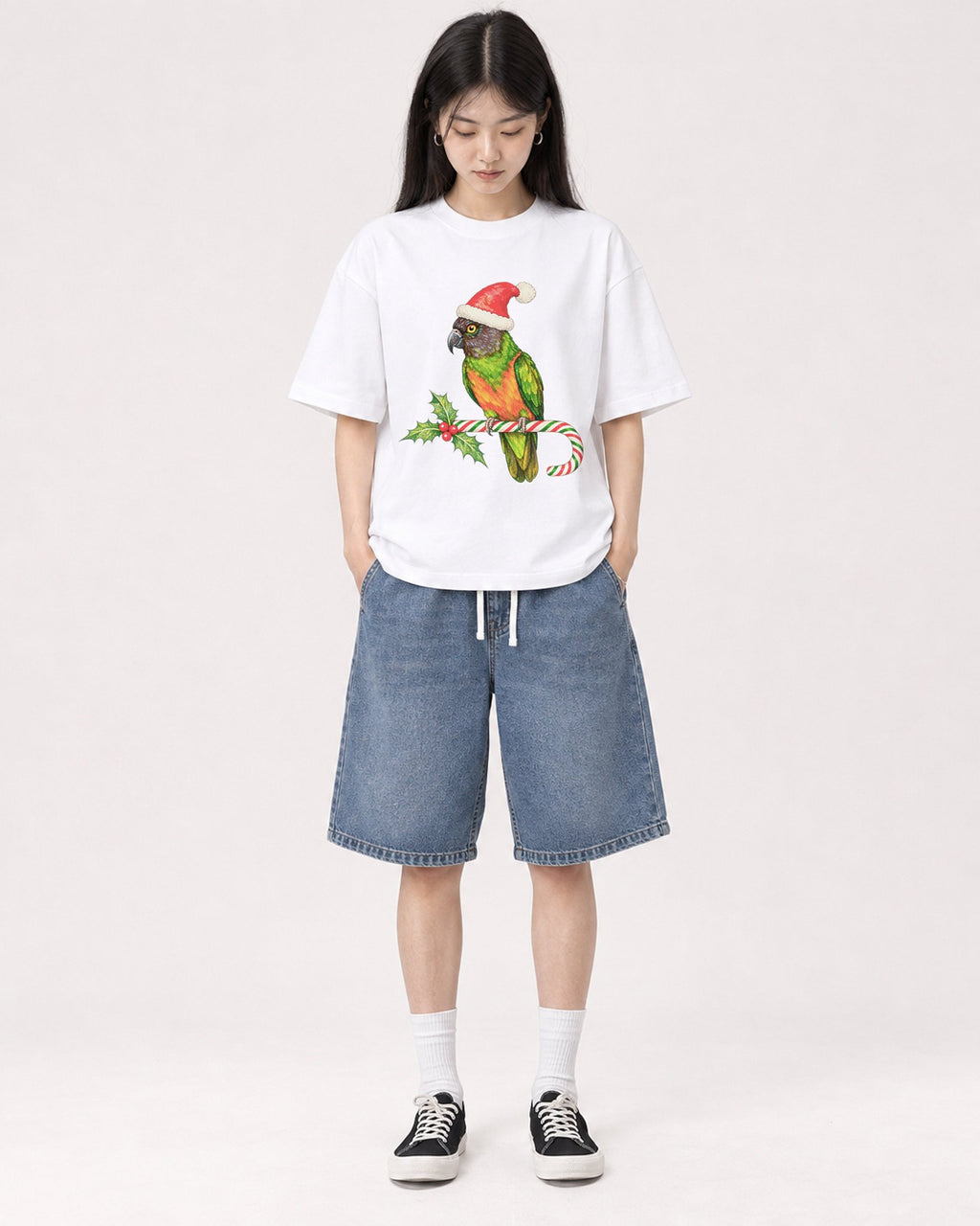 Mockup Boxy Heavyweight Tee White female full-body 01