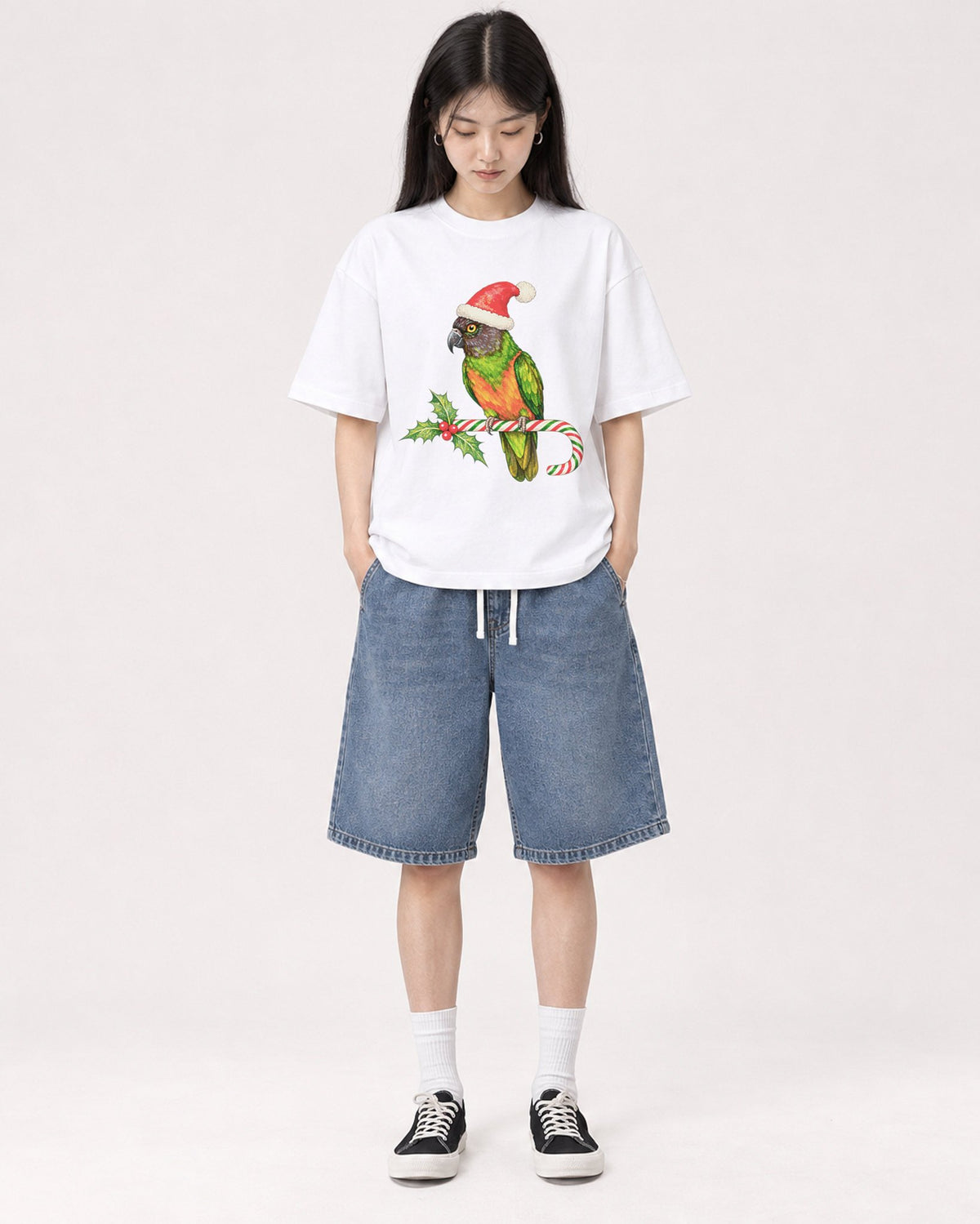 Mockup Boxy Heavyweight Tee White female full-body 01