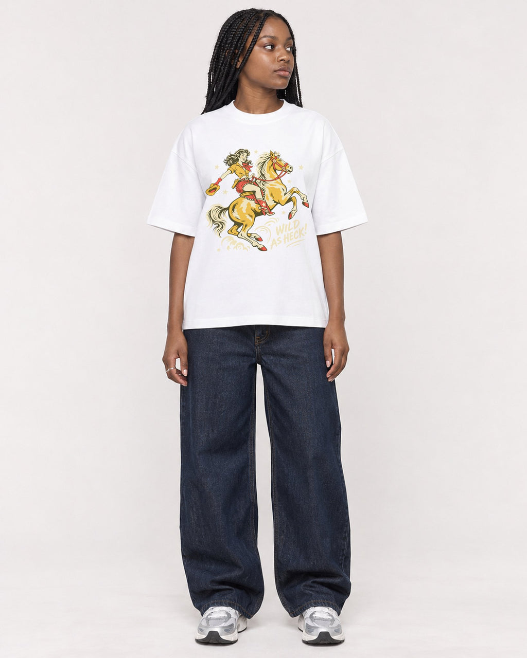 Mockup Boxy Heavyweight Tee White female full-body 04