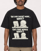 Mockup Boxy Heavyweight Tee Black male close-up 04