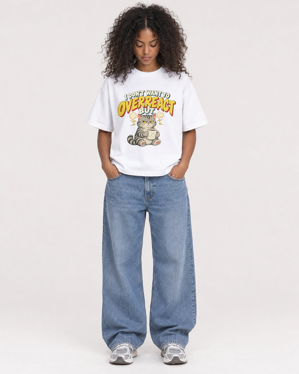 Mockup Boxy Heavyweight Tee White female full-body 05