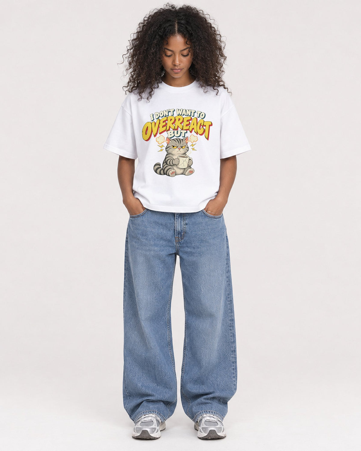 Mockup Boxy Heavyweight Tee White female full-body 05