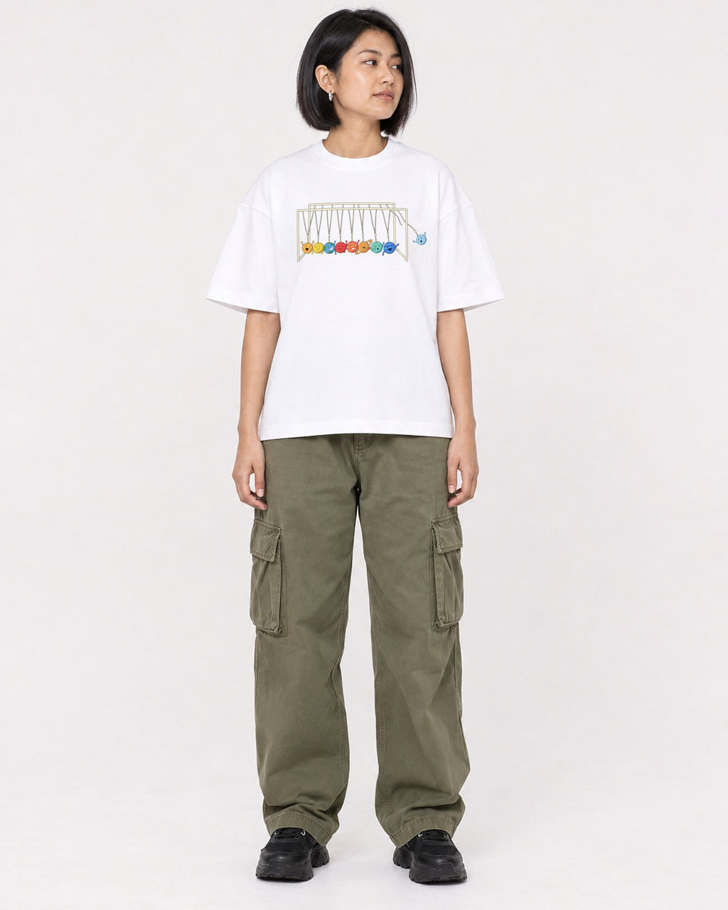 Mockup Boxy Heavyweight Tee White female full-body 32