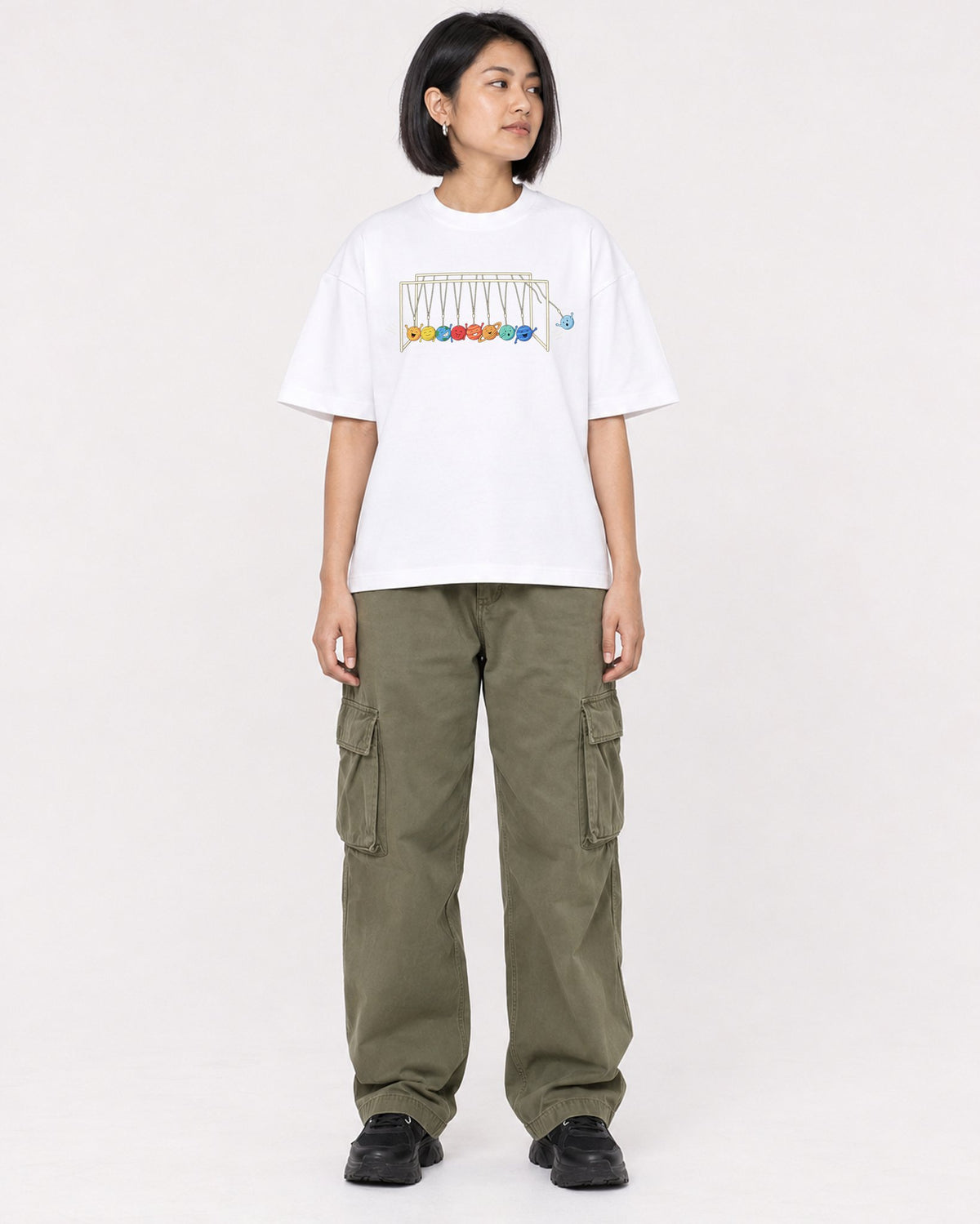 Mockup Boxy Heavyweight Tee White female full-body 32