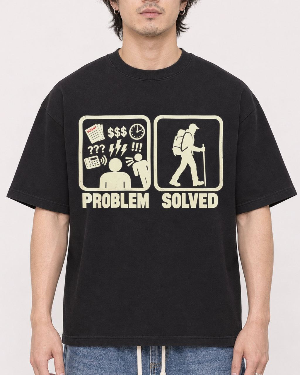 Mockup Boxy Heavyweight Tee Black male close-up 03