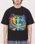 Mockup Boxy Heavyweight Tee Black male close-up 03