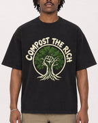 Mockup Boxy Heavyweight Tee Black male close-up 04