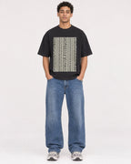 Mockup Boxy Heavyweight Tee Black male full-body 10