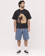Mockup Boxy Heavyweight Tee Black male full-body 47