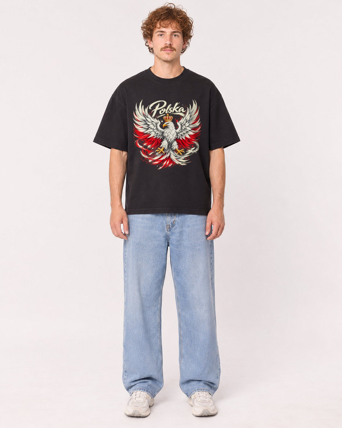 Mockup Boxy Heavyweight Tee Black male full-body 09