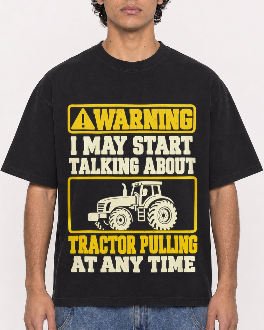 Mockup Boxy Heavyweight Tee Black male close-up 26