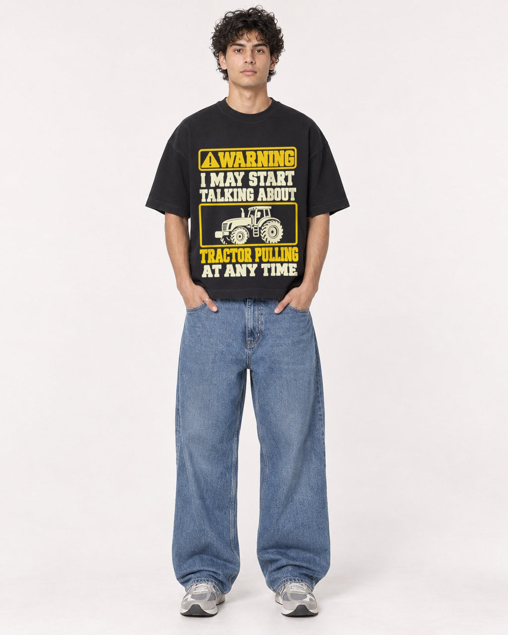 Mockup Boxy Heavyweight Tee Black male full-body 26