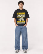 Mockup Boxy Heavyweight Tee Black male full-body 26